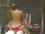 Spying on sister and guy fucking in backyard
