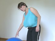 Milena Velba fitness with a big ball