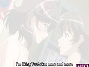 Huge titted hentai brunette on top