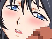 Pretty hentai brunette jerking