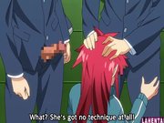 Redheaded hentai schoolgirl sucks cocks