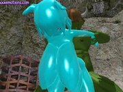 Animated babe gets big tits fucked