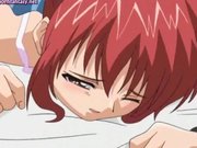 Anime redhead in white stockings