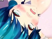Animated chick rubbing a dick