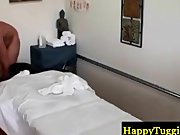 Asian masseur makes her client cum